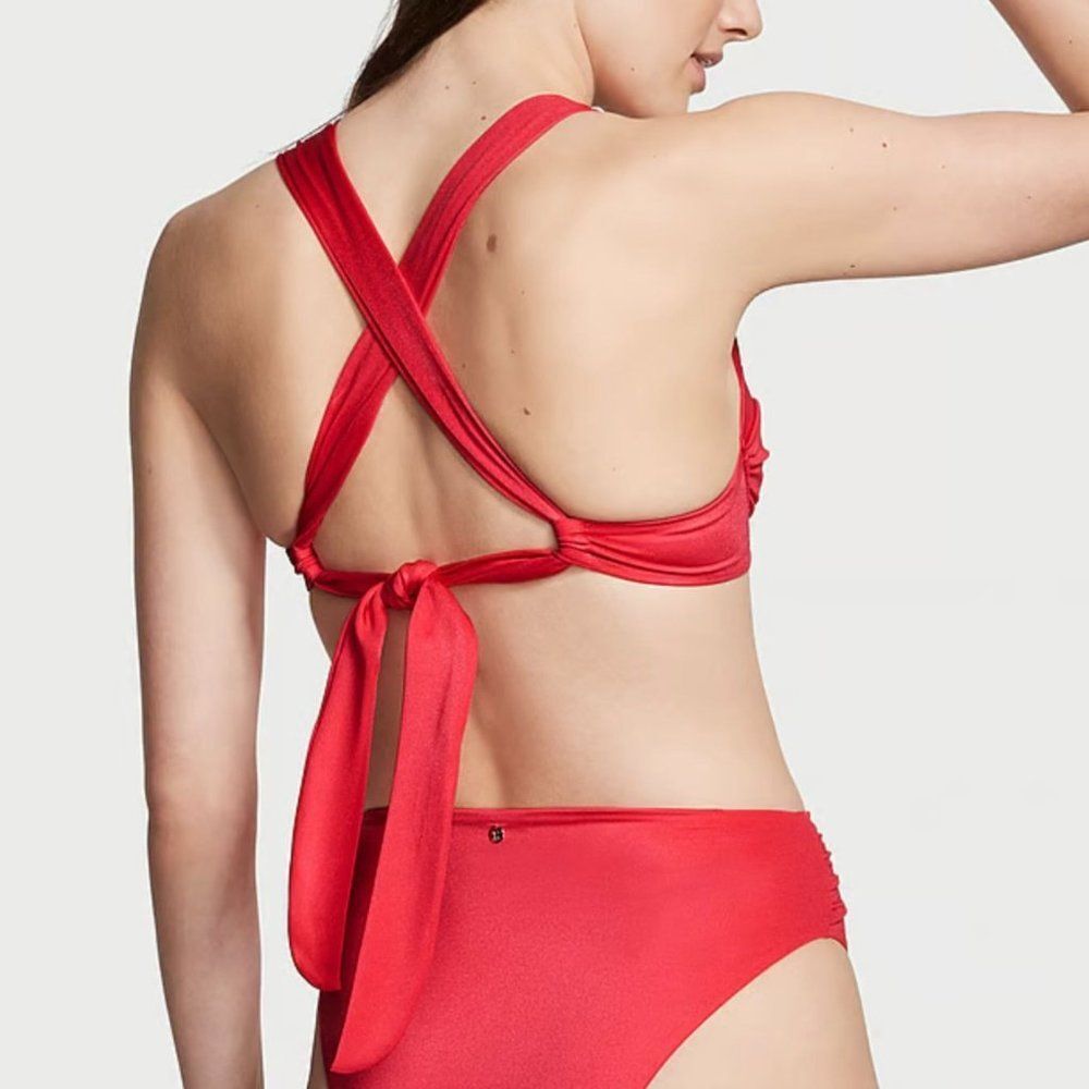VICTORIA'S SECRET NWT Sz 32DD Wild Strawberry Swim Twist Balconette Bikini Top